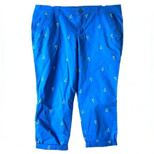 OLD NAVY | Women's Embroidered-Anchor Boyfriend Chino Khakis Blue Pants Size 16